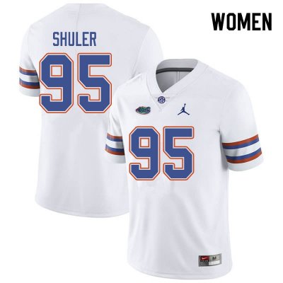 Women's Florida Gators #95 Adam Shuler NCAA Jordan Brand White Authentic Stitched College Football Jersey OKL1162HG